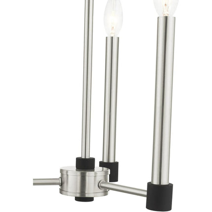 Nickel Three Light Metal Dimmable Chandelier With Shades