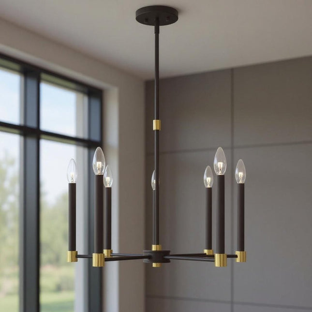 Five Light Dimmable Chandelier With Shades HomeRoots