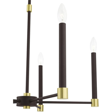 Bronze Five Light Metal Dimmable Chandelier With Shades