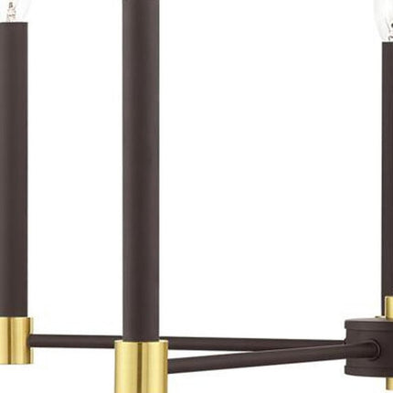Bronze Five Light Metal Dimmable Chandelier With Shades