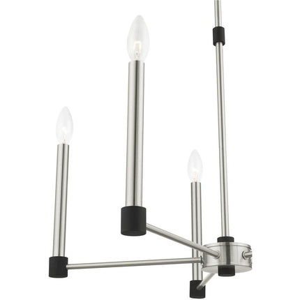 Nickel Five Light Metal Dimmable Chandelier With Shades