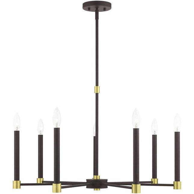 Bronze Seven Light Metal Dimmable Chandelier With Shades HomeRoots
