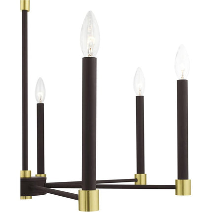 Bronze Seven Light Metal Dimmable Chandelier With Shades