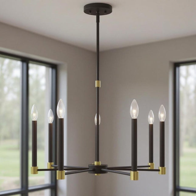 Seven Light Dimmable Chandelier With Shades HomeRoots