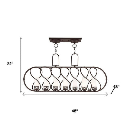 Bronze Seven Light Metal Dimmable Chandelier With Shades