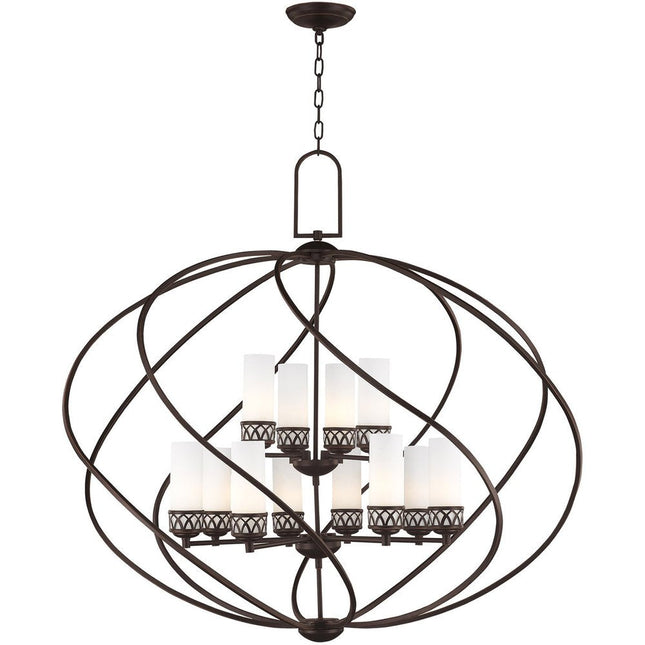 Bronze Twelve Light Metal Dimmable Chandelier With Shades HomeRoots