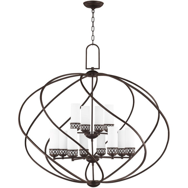 Bronze Twelve Light Metal Dimmable Chandelier With Shades HomeRoots