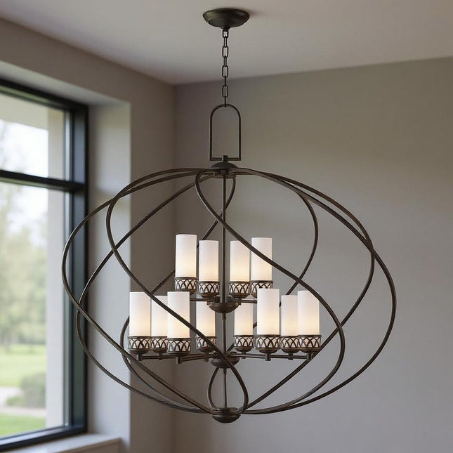 Twelve Light Dimmable Chandelier With Shades HomeRoots