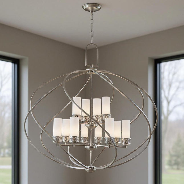 Twelve Light Dimmable Chandelier With Shades HomeRoots