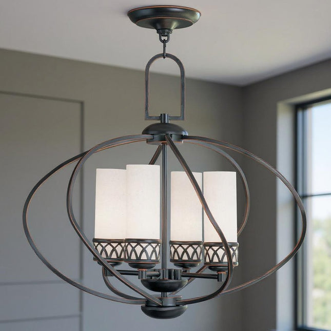 Four Light Dimmable Chandelier With Shades HomeRoots