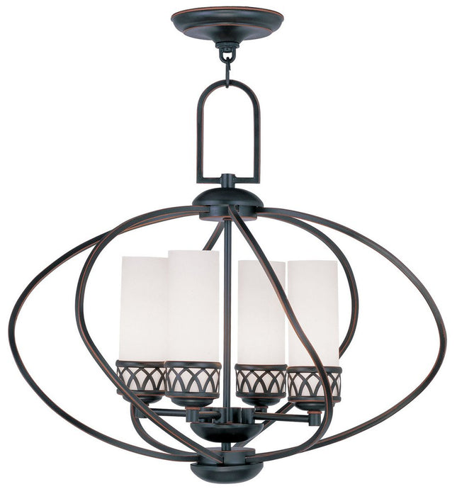 Bronze Four Light Metal Dimmable Chandelier With Shades HomeRoots