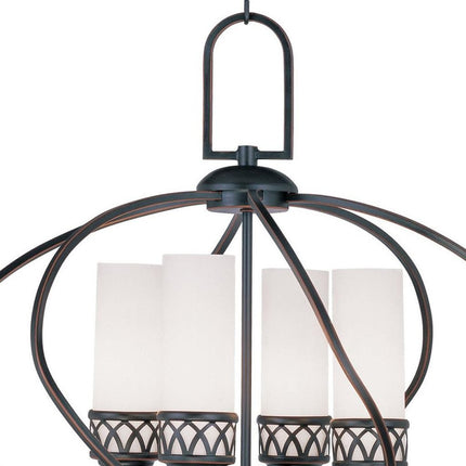 Bronze Four Light Metal Dimmable Chandelier With Shades
