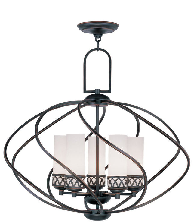 Five Light Dimmable Chandelier With Shades HomeRoots