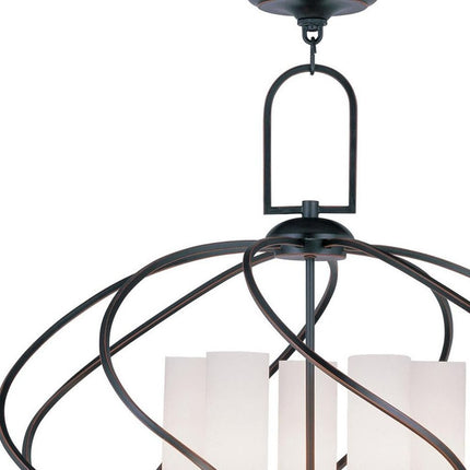Bronze Five Light Metal Dimmable Chandelier With Shades