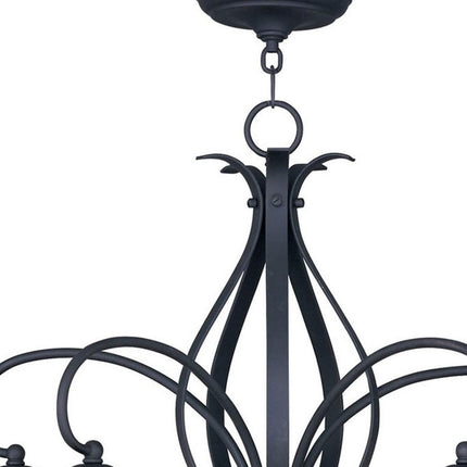 Black Five Light Metal Dimmable Chandelier With Shades