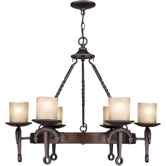 Six Light Resin Dimmable Chandelier With Shades HomeRoots