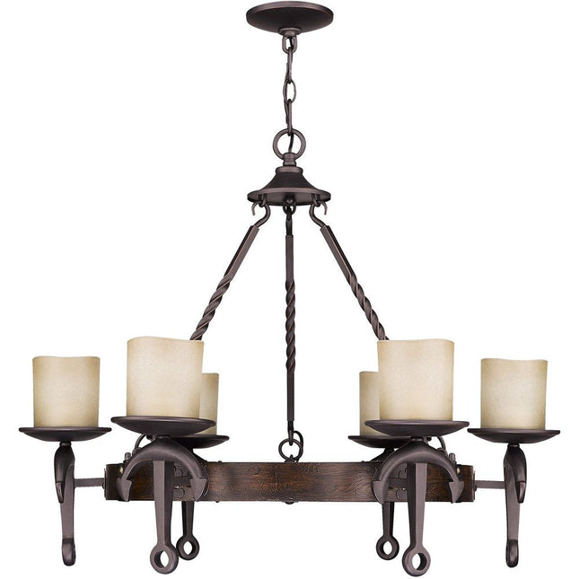 Six Light Resin Dimmable Chandelier With Shades HomeRoots