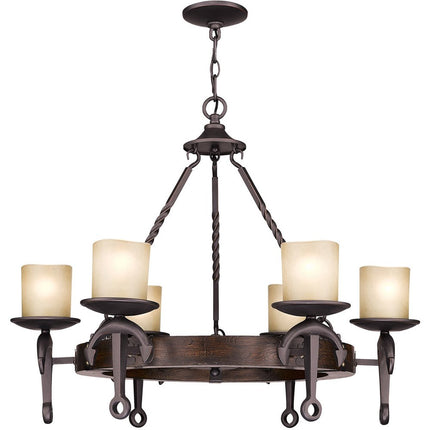 Six Light Resin Dimmable Chandelier With Shades HomeRoots