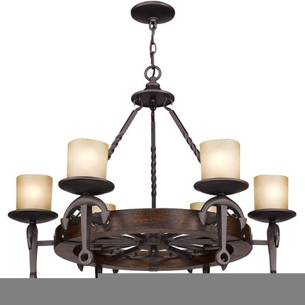 Six Light Resin Dimmable Chandelier With Shades HomeRoots