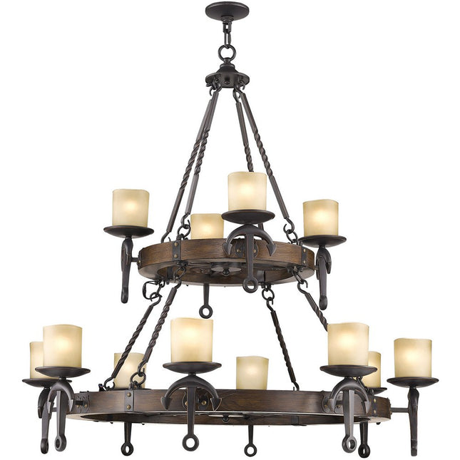 Twelve Light Resin Dimmable Chandelier With Shades HomeRoots
