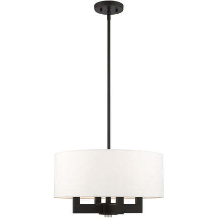 Black Four Light Metal Dimmable Chandelier With Shades