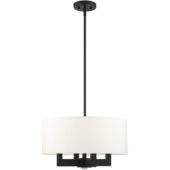 Black Four Light Metal Dimmable Chandelier With Shades HomeRoots