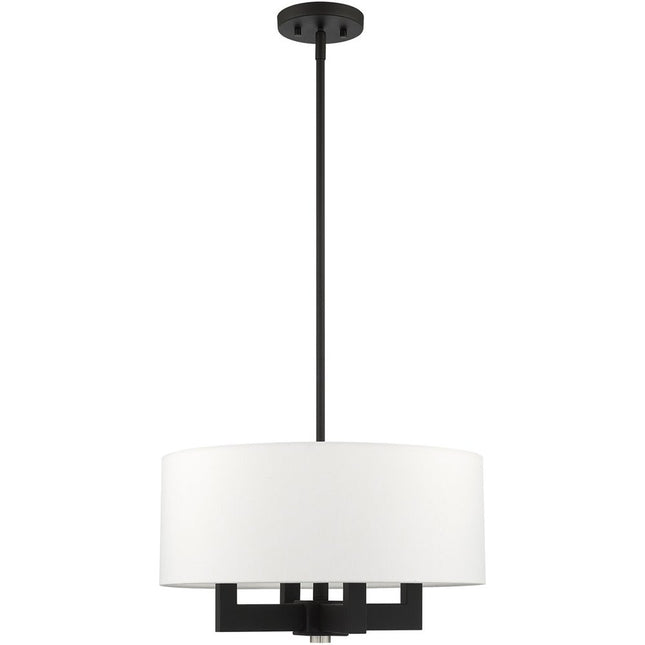Black Four Light Metal Dimmable Chandelier With Shades HomeRoots