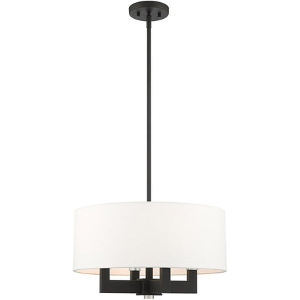 Black Four Light Metal Dimmable Chandelier With Shades