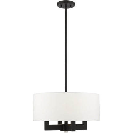 Black Four Light Metal Dimmable Chandelier With Shades