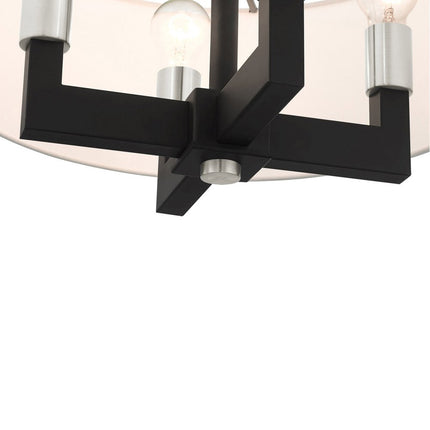 Black Four Light Metal Dimmable Chandelier With Shades