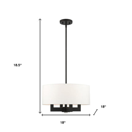 Black Four Light Metal Dimmable Chandelier With Shades