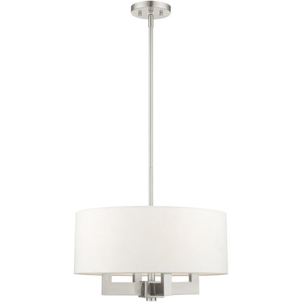 Nickel Four Light Metal Dimmable Chandelier With Shades