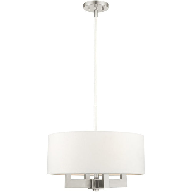 Nickel Four Light Metal Dimmable Chandelier With Shades HomeRoots