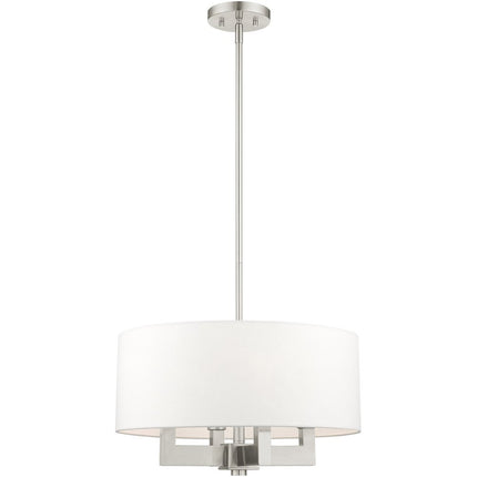 Nickel Four Light Metal Dimmable Chandelier With Shades
