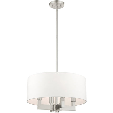 Nickel Four Light Metal Dimmable Chandelier With Shades