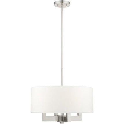 Nickel Four Light Metal Dimmable Chandelier With Shades