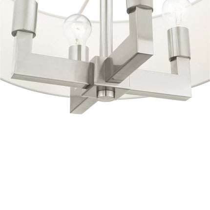Nickel Four Light Metal Dimmable Chandelier With Shades