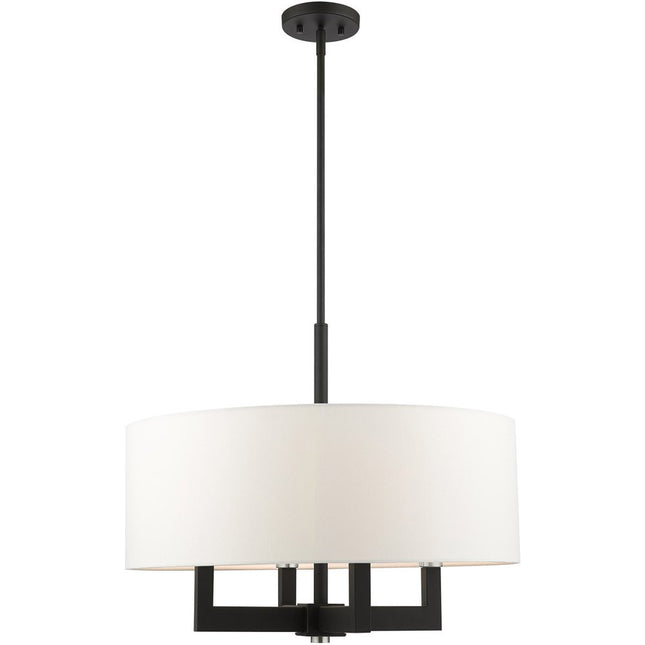 Black Four Light Metal Dimmable Chandelier With Shades HomeRoots