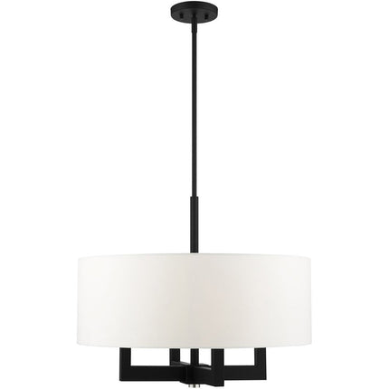 Black Four Light Metal Dimmable Chandelier With Shades