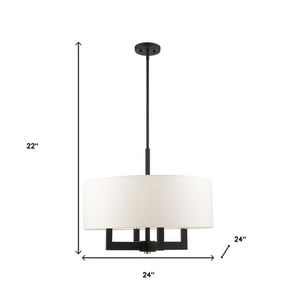 Black Four Light Metal Dimmable Chandelier With Shades