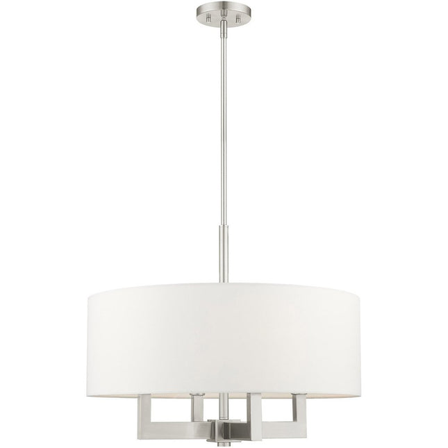 Nickel Four Light Metal Dimmable Chandelier With Shades HomeRoots