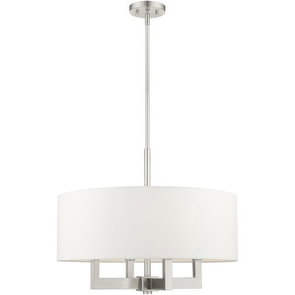 Nickel Four Light Metal Dimmable Chandelier With Shades