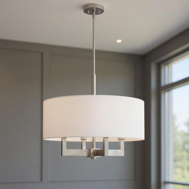 Four Light Dimmable Chandelier With Shades HomeRoots