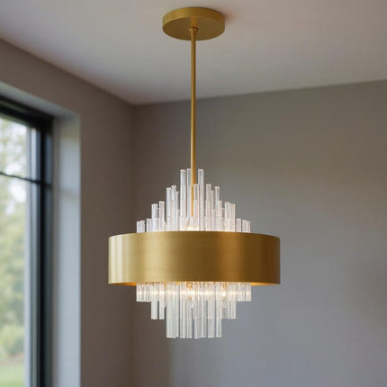 Eight Light Dimmable Chandelier With Shades HomeRoots