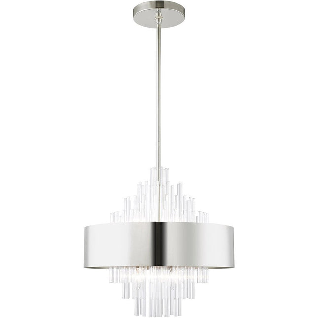 Nickel Eight Light Metal Dimmable Chandelier With Shades HomeRoots