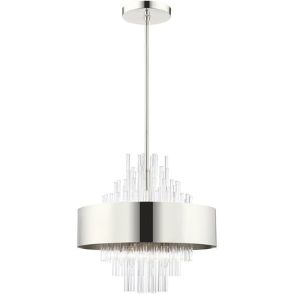 Nickel Eight Light Metal Dimmable Chandelier With Shades