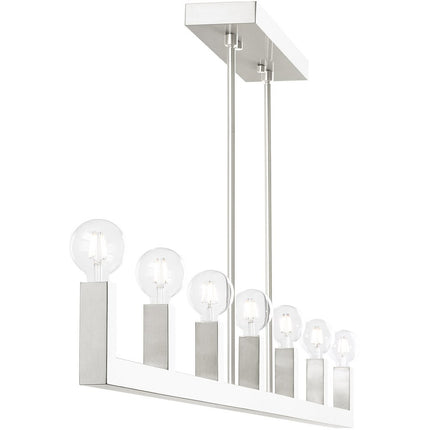 Nickel Seven Light Metal Dimmable Chandelier With Shades