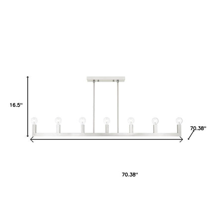 Nickel Seven Light Metal Dimmable Chandelier With Shades