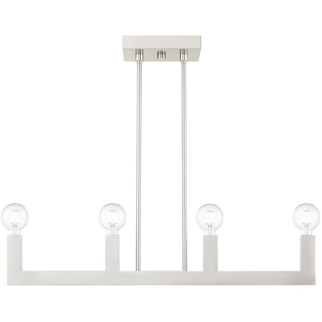 Nickel Four Light Metal Dimmable Chandelier With Shades HomeRoots