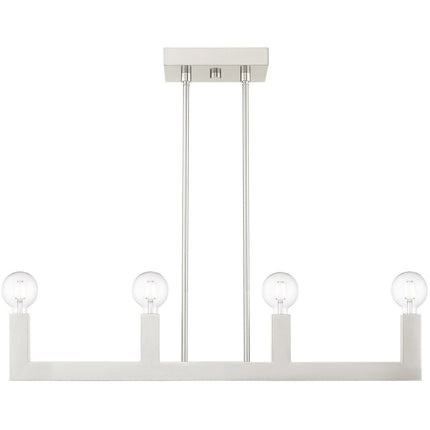 Nickel Four Light Metal Dimmable Chandelier With Shades